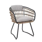 GDFStudio Marvello 3 Piece Outdoor Wicker and Iron Bistro Set with Cushions