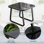 Garvee 3 Piece Outdoor Rocking Bistro Set, Textilene Fabric Small Patio Furniture Set with Iron Armrests and Coffee Table for Lawn, Porch