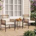 LAUSAINT HOME Patio Furniture Set, Outdoor Wicker Conversation Set with 2 PE Rattan Armchairs, 1 Loveseat with Cushions