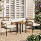 LAUSAINT HOME Patio Furniture Set, Outdoor Wicker Conversation Set with 2 PE Rattan Armchairs, 1 Loveseat with Cushions