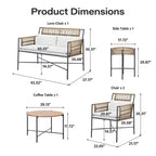 LAUSAINT HOME Patio Furniture Set, Outdoor Wicker Conversation Set with 2 PE Rattan Armchairs, 1 Loveseat with Cushions