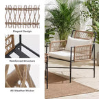 LAUSAINT HOME Patio Furniture Set, Outdoor Wicker Conversation Set with 2 PE Rattan Armchairs, 1 Loveseat with Cushions
