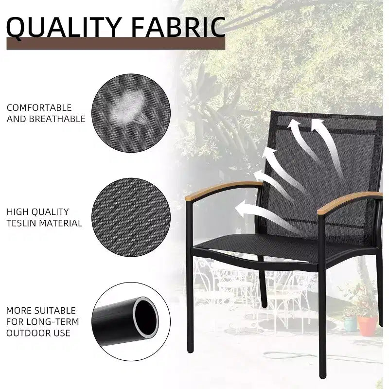 3 Pieces Outdoor Patio Bistro Sets, Textilene Fabric Conversation Small Furniture Set for Lawn,Garden,Balcony