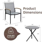 3 Pieces Outdoor Patio Bistro Sets, Textilene Fabric Conversation Small Furniture Set for Lawn,Garden,Balcony
