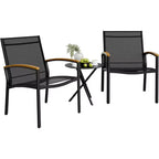 3 Pieces Outdoor Patio Bistro Sets, Textilene Fabric Conversation Small Furniture Set for Lawn,Garden,Balcony
