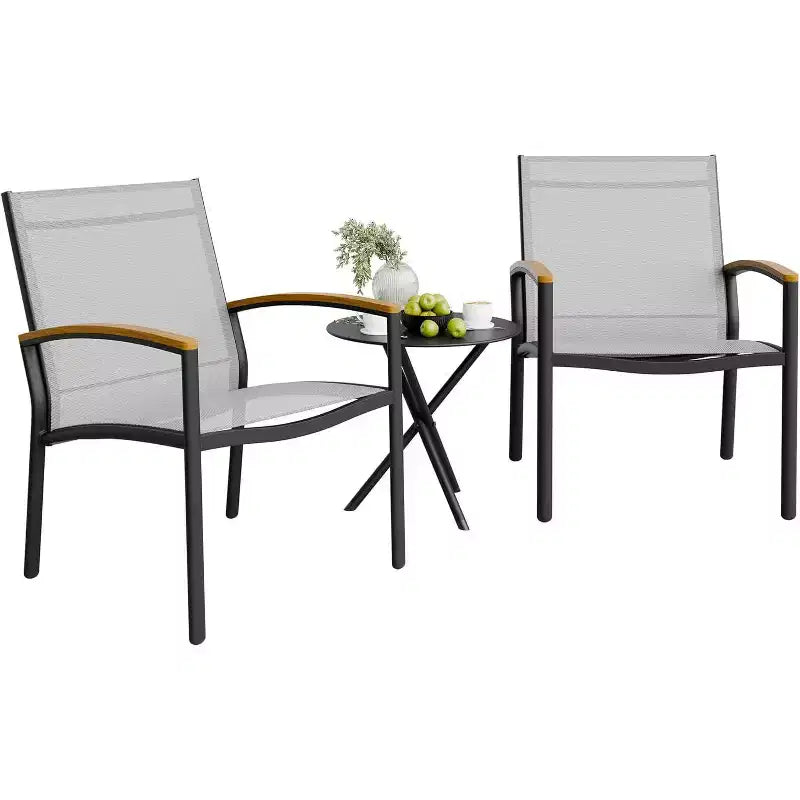 3 Pieces Outdoor Patio Bistro Sets, Textilene Fabric Conversation Small Furniture Set for Lawn,Garden,Balcony