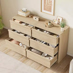 47in Wide Natural Oak 6 Drawer Dresser, Spacious Wooden Chest of Drawers with Large Storage Capacity, for Living Room, Entryway
