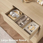47in Wide Natural Oak 6 Drawer Dresser, Spacious Wooden Chest of Drawers with Large Storage Capacity, for Living Room, Entryway