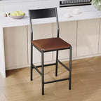 Modern PU Leather Bar Stools  24'' Counter Height, Curved Backrest & Footrest, Upholstered, 300 lb Capacity for Home Office