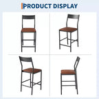 Modern PU Leather Bar Stools  24'' Counter Height, Curved Backrest & Footrest, Upholstered, 300 lb Capacity for Home Office