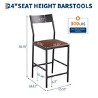 Modern PU Leather Bar Stools  24'' Counter Height, Curved Backrest & Footrest, Upholstered, 300 lb Capacity for Home Office