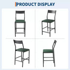 Modern PU Leather Bar Stools  24'' Counter Height, Curved Backrest & Footrest, Upholstered, 300 lb Capacity for Home Office