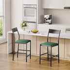 Modern PU Leather Bar Stools  24'' Counter Height, Curved Backrest & Footrest, Upholstered, 300 lb Capacity for Home Office
