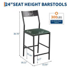 Modern PU Leather Bar Stools  24'' Counter Height, Curved Backrest & Footrest, Upholstered, 300 lb Capacity for Home Office