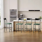 Modern PU Leather Bar Stools  24'' Counter Height, Curved Backrest & Footrest, Upholstered, 300 lb Capacity for Home Office