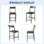 Modern PU Leather Bar Stools  24'' Counter Height, Curved Backrest & Footrest, Upholstered, 300 lb Capacity for Home Office