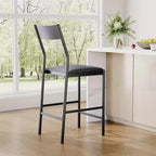Modern PU Leather Bar Stools  24'' Counter Height, Curved Backrest & Footrest, Upholstered, 300 lb Capacity for Home Office