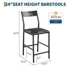 Modern PU Leather Bar Stools  24'' Counter Height, Curved Backrest & Footrest, Upholstered, 300 lb Capacity for Home Office