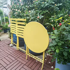 MAYEERTY 3 Piece White Foldable Patio Bistro Set, Round Table & Chairs