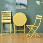 MAYEERTY 3 Piece White Foldable Patio Bistro Set, Round Table & Chairs