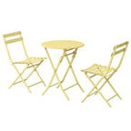 MAYEERTY 3 Piece White Foldable Patio Bistro Set, Round Table & Chairs
