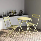 MAYEERTY 3 Piece White Foldable Patio Bistro Set, Round Table & Chairs