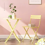 MAYEERTY 3 Piece White Foldable Patio Bistro Set, Round Table & Chairs