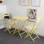 MAYEERTY 3 Piece White Foldable Patio Bistro Set, Round Table & Chairs