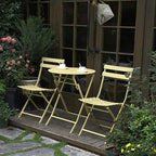 MAYEERTY 3 Piece White Foldable Patio Bistro Set, Round Table & Chairs