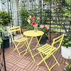 MAYEERTY 3 Piece White Foldable Patio Bistro Set, Round Table & Chairs