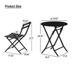 MAYEERTY 3 Piece White Foldable Patio Bistro Set, Round Table & Chairs