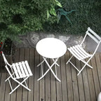 MAYEERTY 3 Piece White Foldable Patio Bistro Set, Round Table & Chairs
