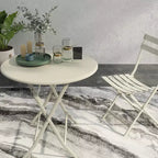 MAYEERTY 3 Piece White Foldable Patio Bistro Set, Round Table & Chairs