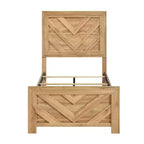 GDFStudio Hudson Rustic Wood Panel Bed Frame Chevron Pattern Headboard and Footboard