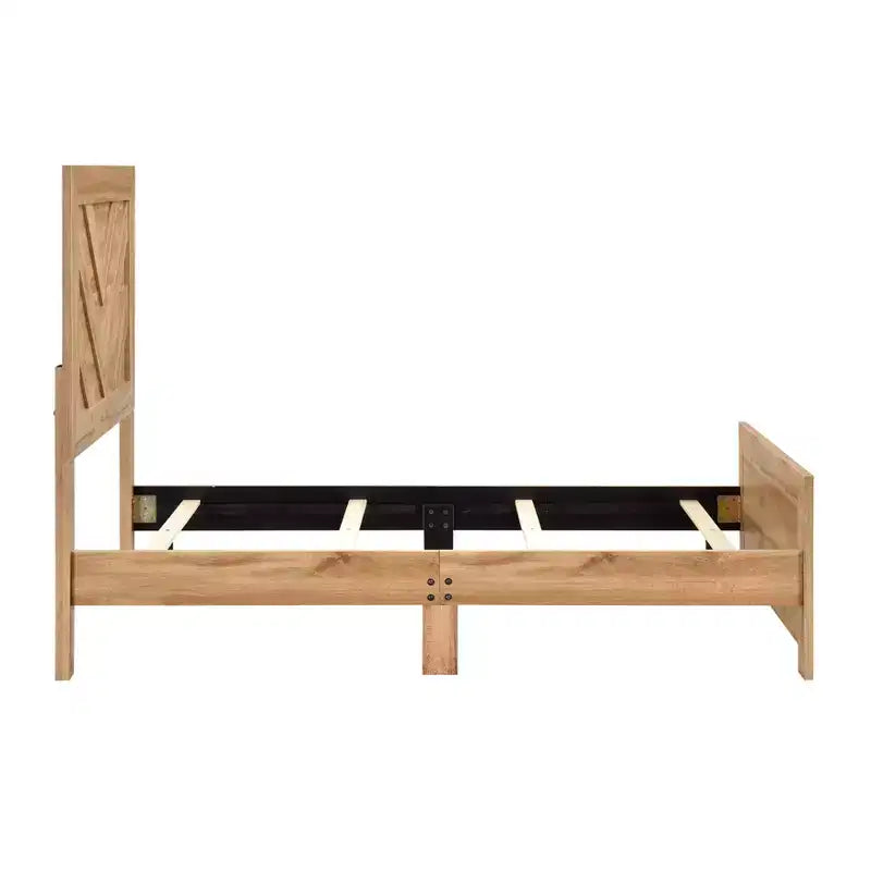 GDFStudio Hudson Rustic Wood Panel Bed Frame Chevron Pattern Headboard and Footboard