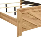 GDFStudio Hudson Rustic Wood Panel Bed Frame Chevron Pattern Headboard and Footboard