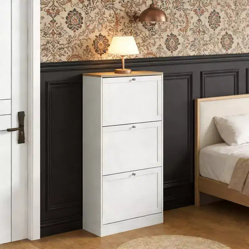 Shoe Cabinet with 3 Flip Drawers - Modern Narrow Shoe Storage for Entryway, 12-18 Pairs