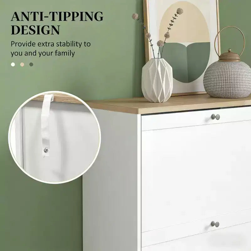 Shoe Cabinet with 3 Flip Drawers - Modern Narrow Shoe Storage for Entryway, 12-18 Pairs