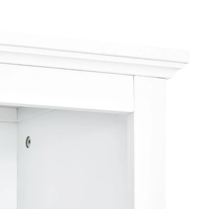 Entertainment Wall Unit with Bridge, Tempered Glass Doors for TVs Up to 70