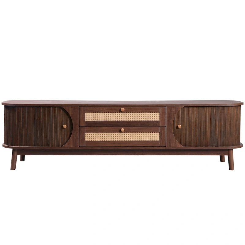 Modern Farmhouse Rattan TV Stand