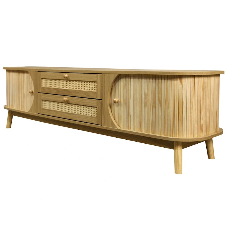 Modern Farmhouse Rattan TV Stand