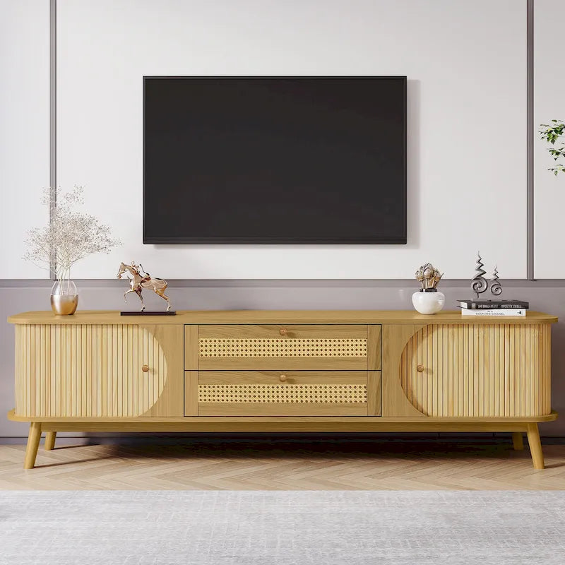 Modern Farmhouse Rattan TV Stand