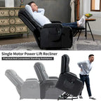 Black PU Leather Power Lift Recliner, 8-Point Massage, Heated, USB
