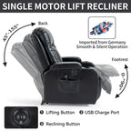 Black PU Leather Power Lift Recliner, 8-Point Massage, Heated, USB