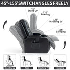 Black PU Leather Power Lift Recliner, 8-Point Massage, Heated, USB