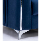 Blue 38 Modern Velvet Accent Chair with Polished Chrome Trim Legs