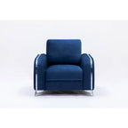 Blue 38 Modern Velvet Accent Chair with Polished Chrome Trim Legs