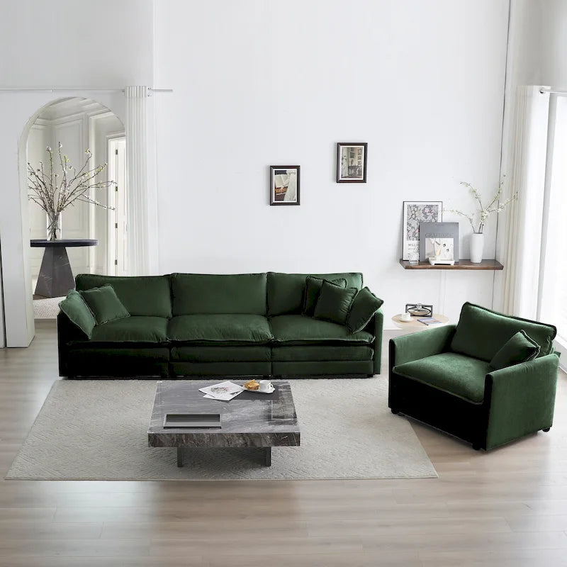 2-Piece Chenille Sectional Sofa Set for Living Room