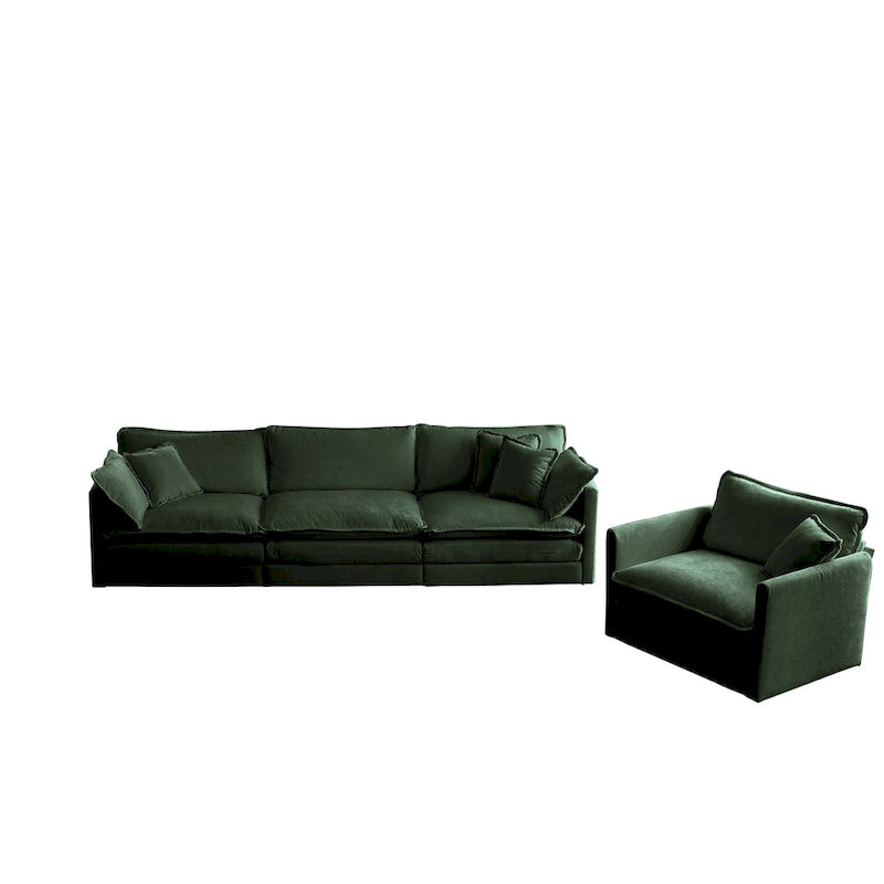 2-Piece Chenille Sectional Sofa Set for Living Room