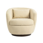 Beige 37.2 Upholstered Swivel Barrel Chair with Storage and Ergonomic Design